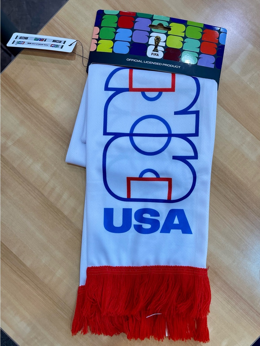 USA Red & White Fan Scarf - Official Licensed Product of FIFA 2026